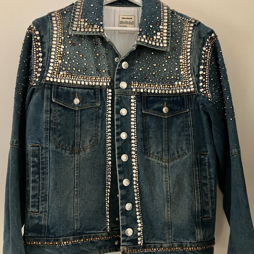 Zadig & Voltaire Blue Denim Jacket with Metallic Studs rare